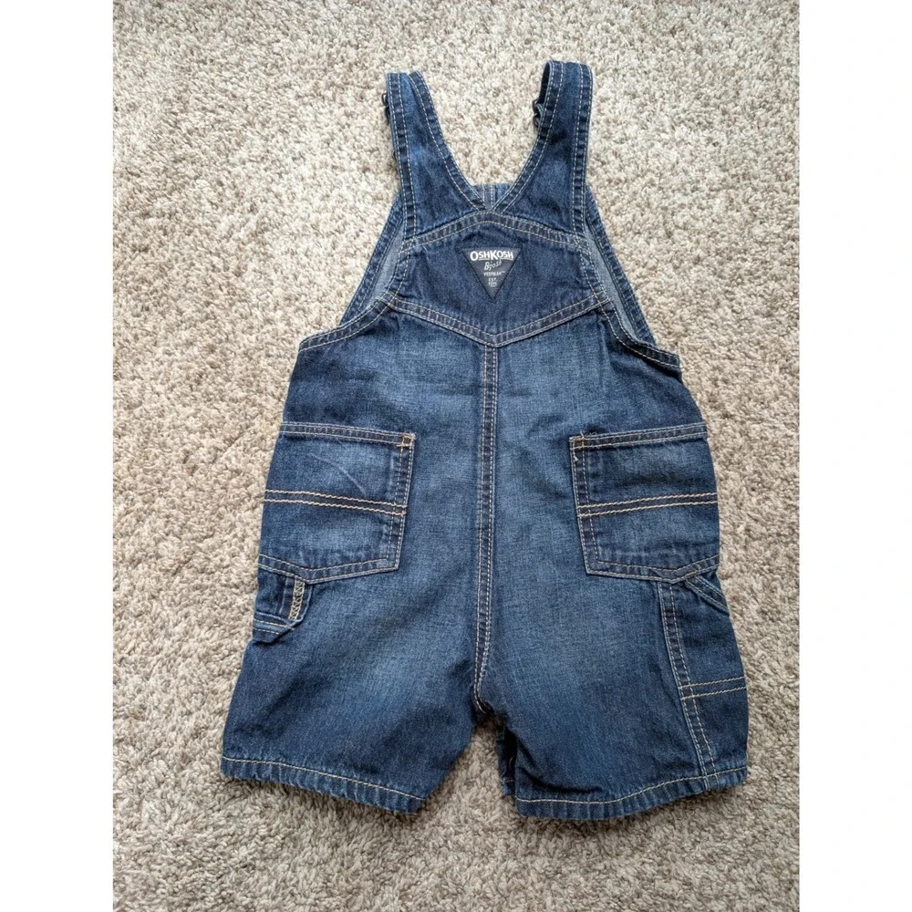 OshKosh B'gosh Boys Denim Short overalls Dark Wash Overalls 24M Classic Country